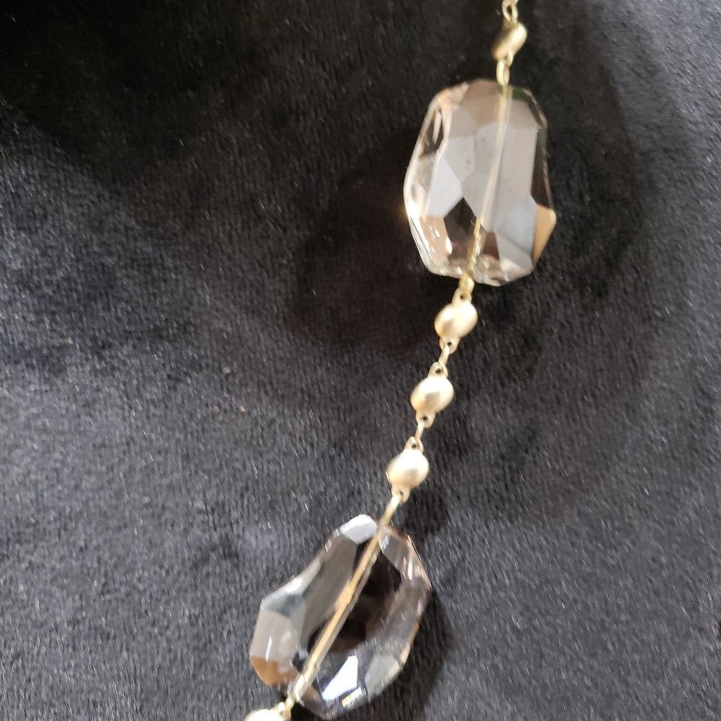 Women Fashion Clear Faceted Round Glass Beaded Collar Necklace w/ Lobster Clasp