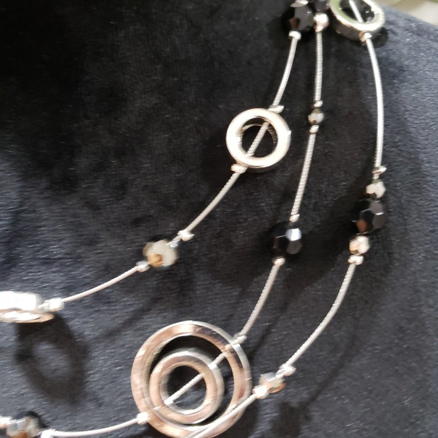 Cookie Lee Womens Silver & Black Beaded Galaxy Fashion Jewellery Necklace