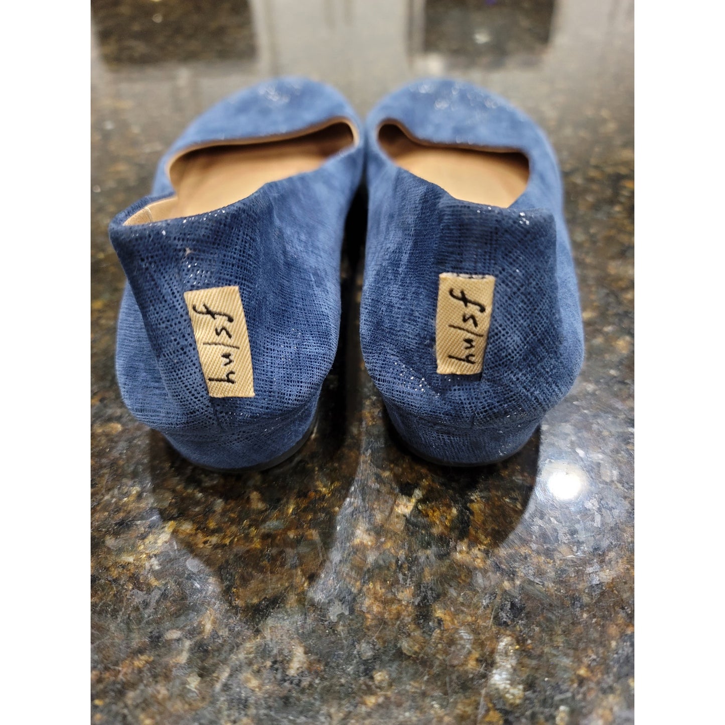 FSNY Ballet Flats Women's Size 8.5 Blue Sparkle Slip On Round Toe Comfort Shoes