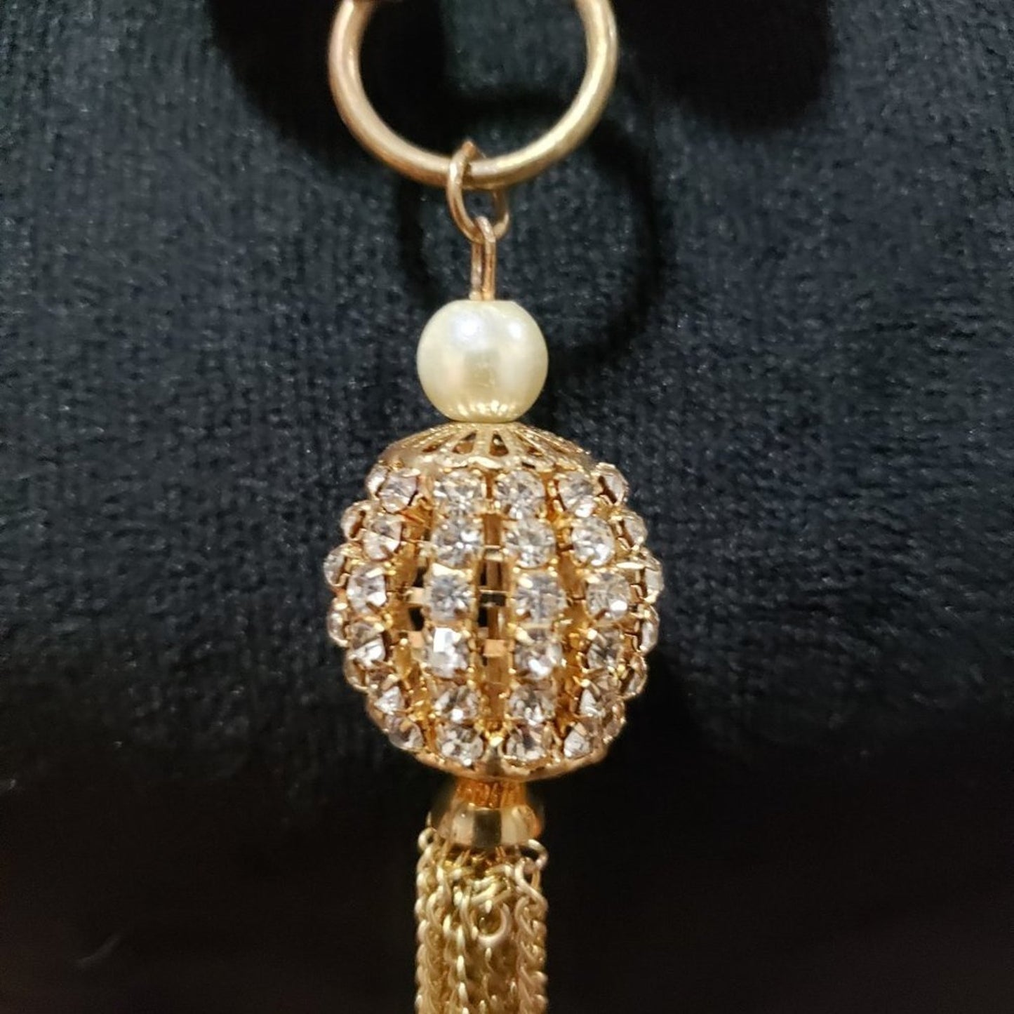 Womens Fashion Chunky Natural Freshwater Pearl Rhinestone Beads Tassel Necklace