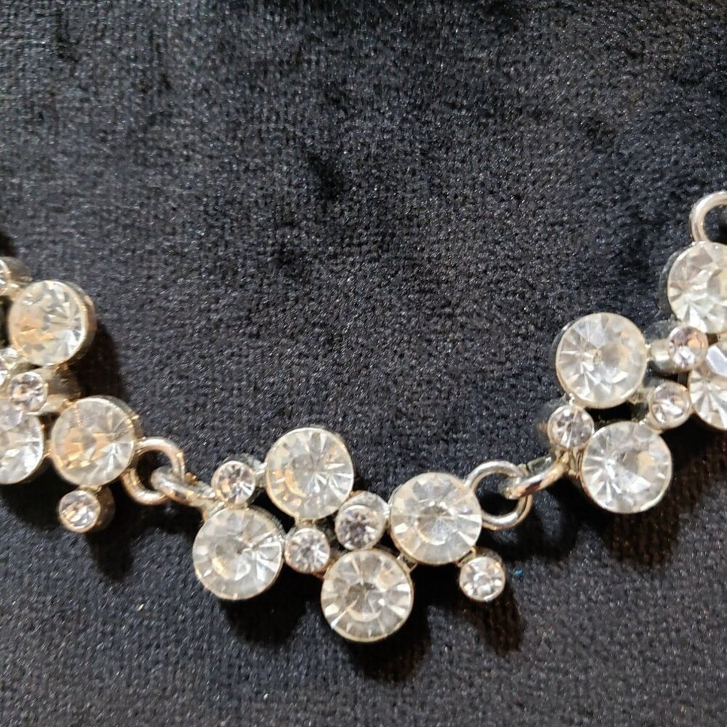 Womens Clear White Crystle Beaded Link Chain Necklace with Lobster Clasp