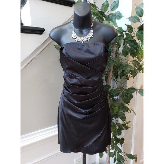 Speechless Mini Dress Womens Size 11 Black Lined Back Zip Satin Off the Shoulder