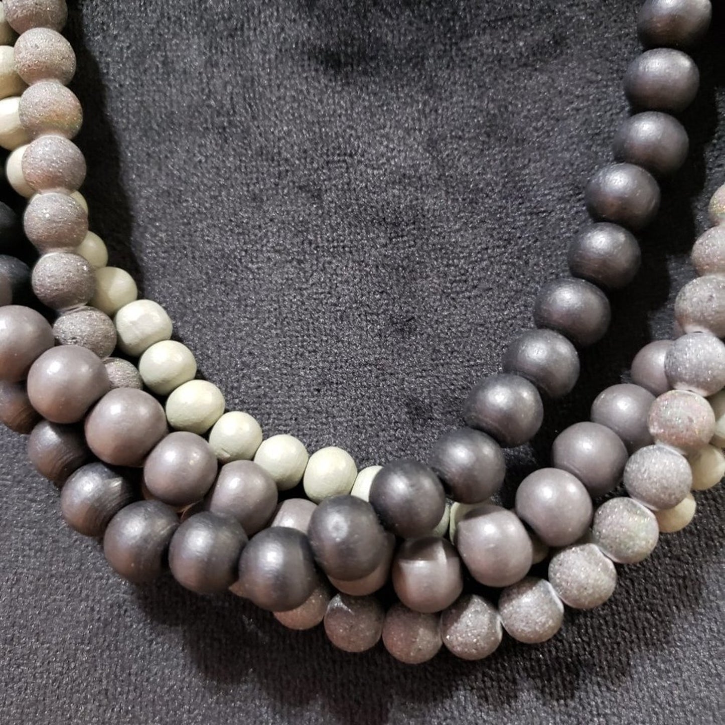 Womens Fashion Bone Beads Hand Made Multi Strand Necklace with Lobster Clasp