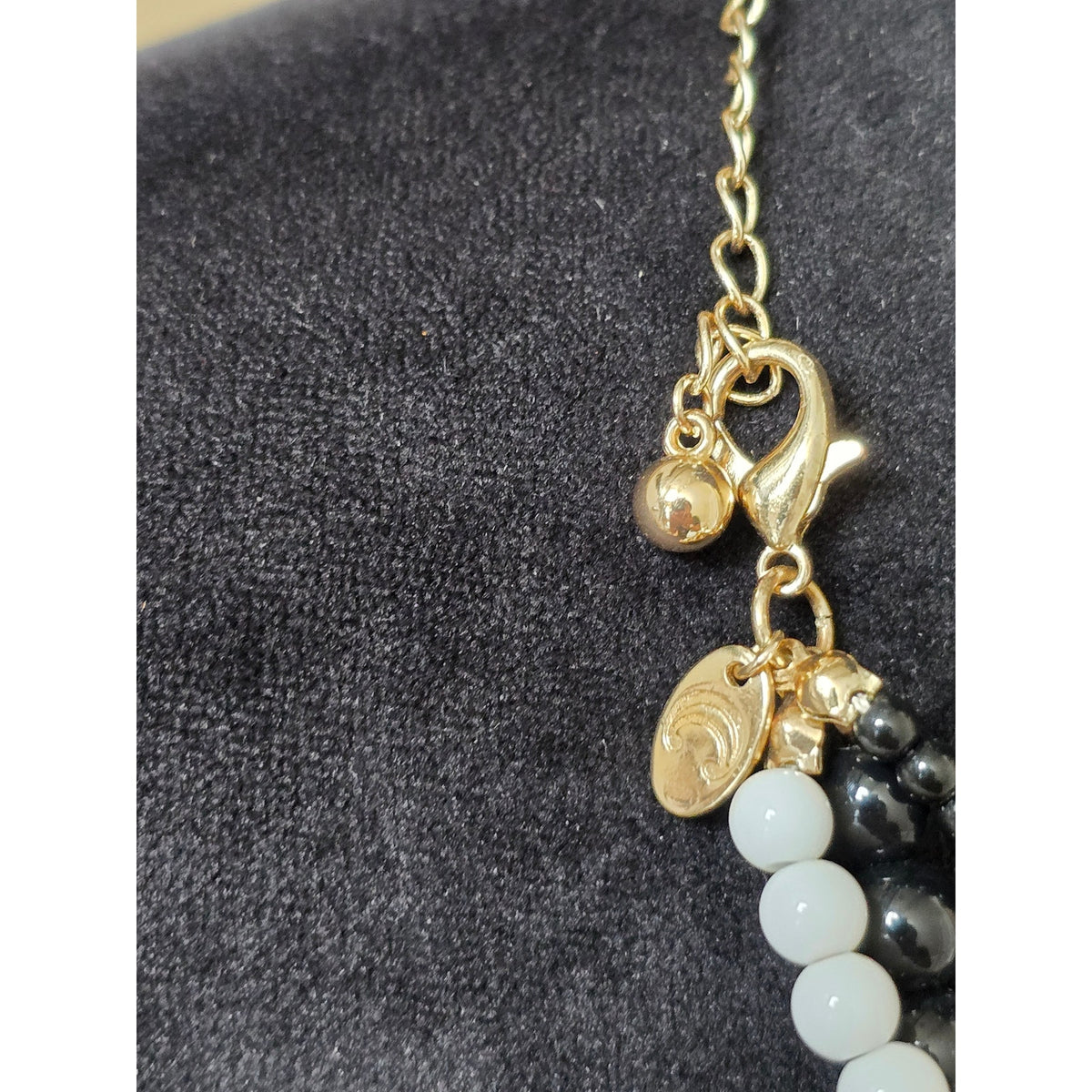 Black White Multi Strand Crystal Statement Necklace