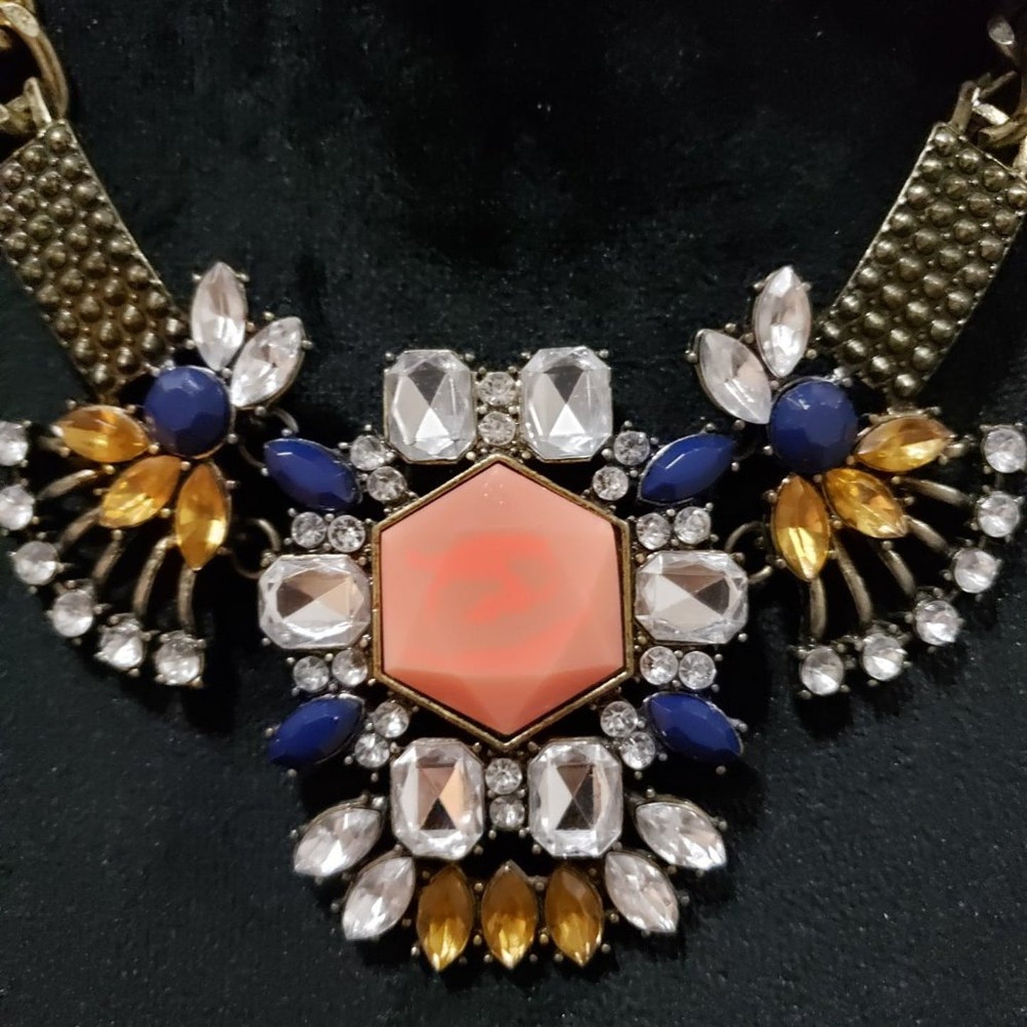 Womens Fashion Rhinestone Marquise Gold Tone Pendant Necklace with Lobster Clasp
