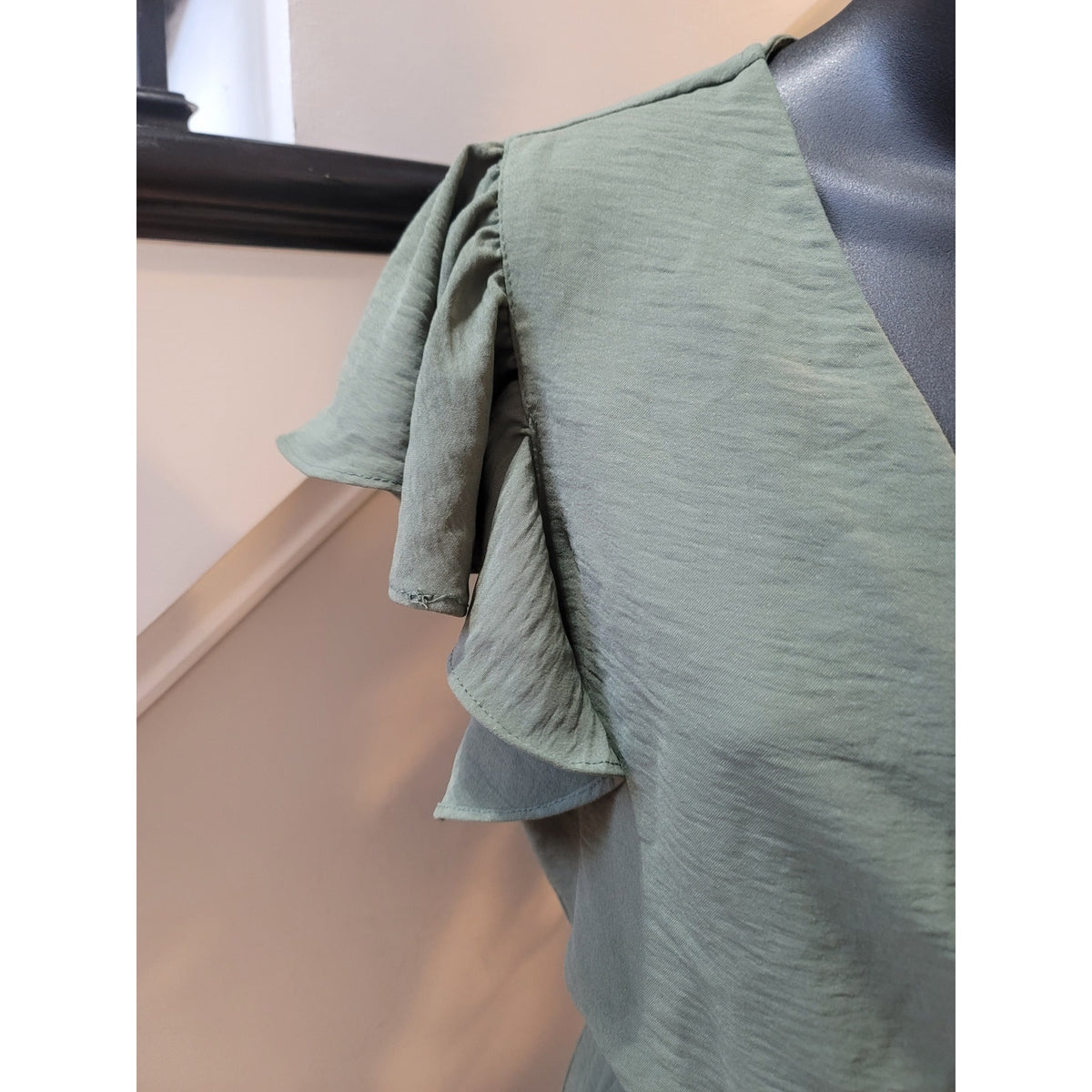 MSK Romper Women's Size Medium Olive Green 100% Polyester Short Sleeves Jumpsuit