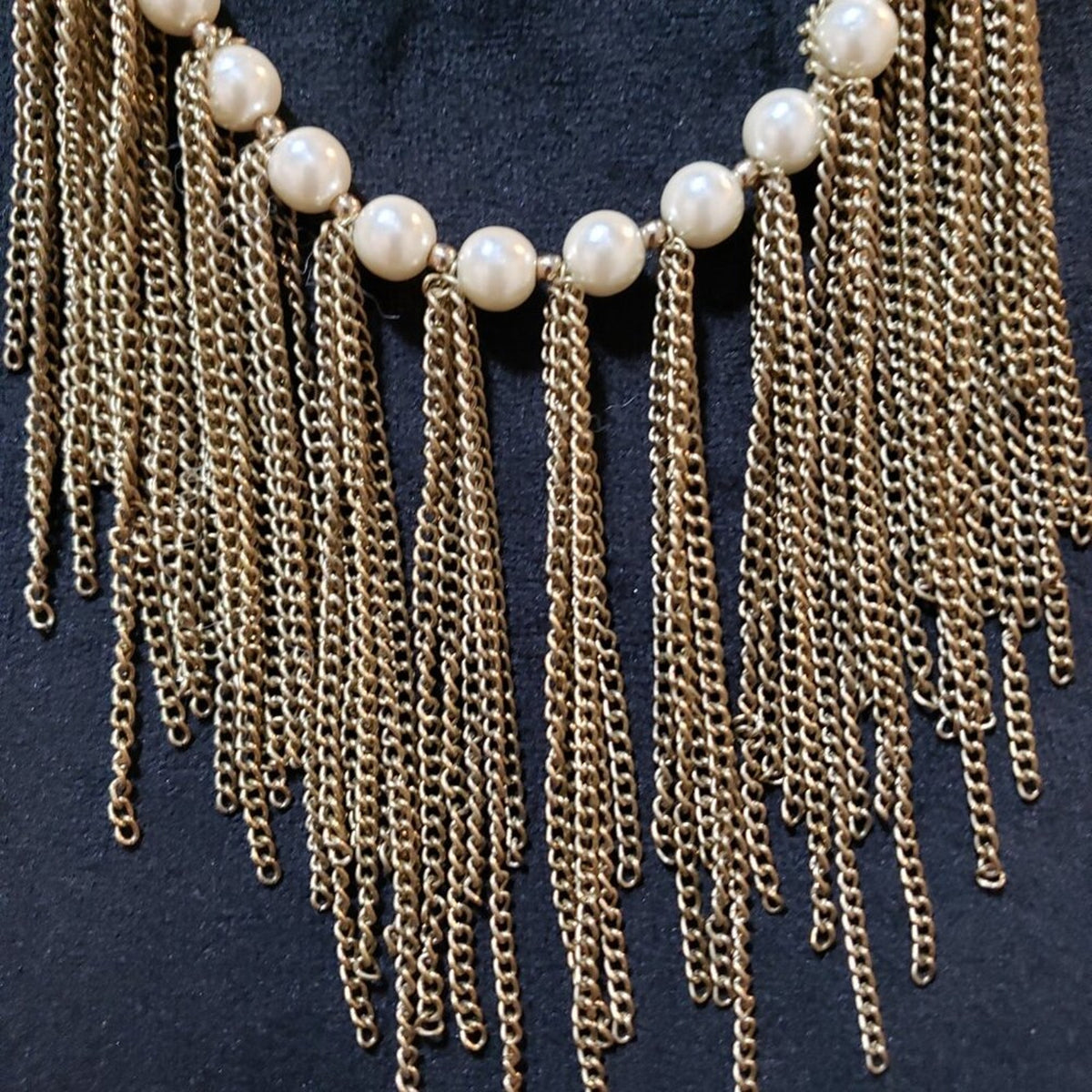 Womens Fashion Ivory Pearl Fringe Bib Choker Necklace Jewelry with Lobster Clasp