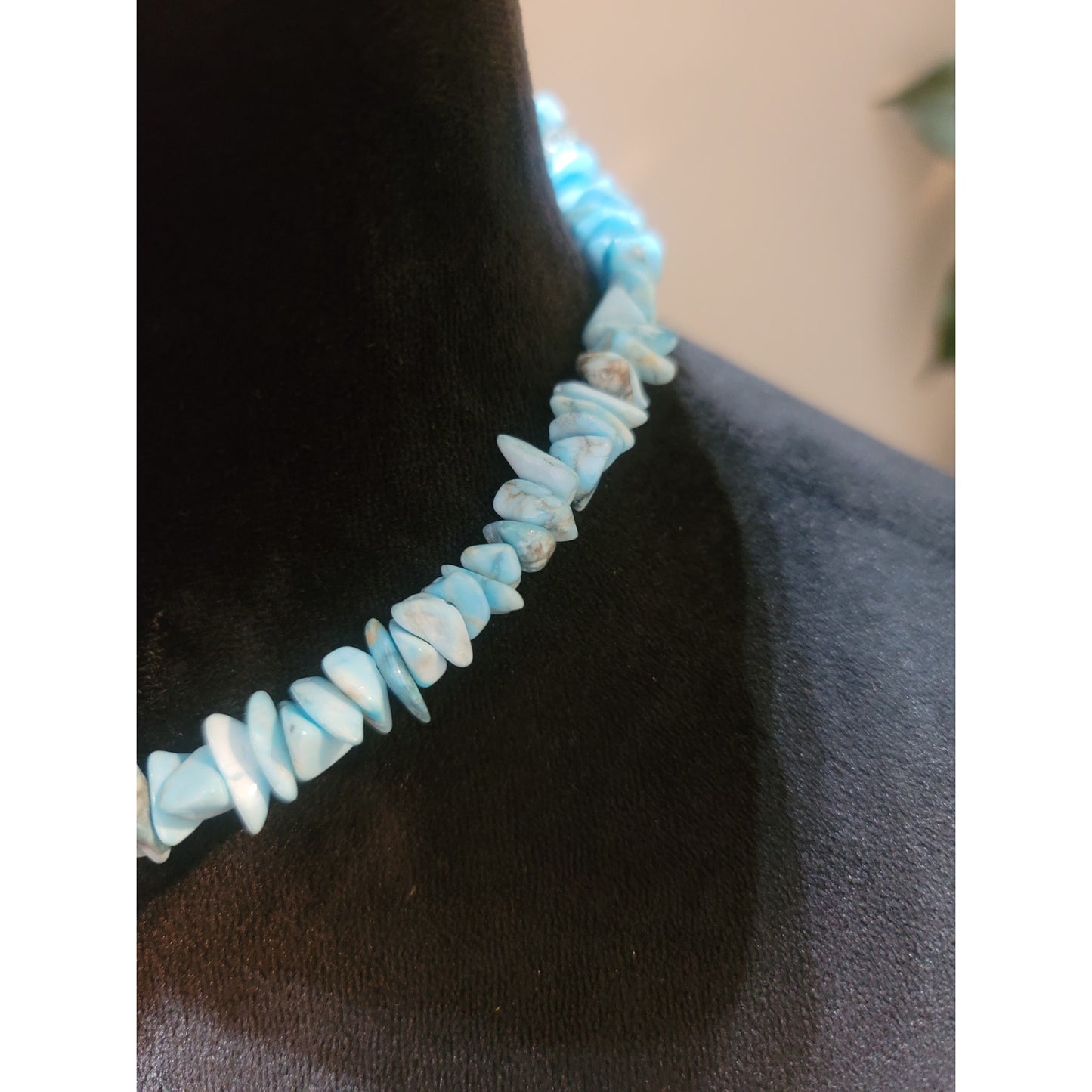 Women's Turquoise Chip Beaded Necklace With Magnetic Clasp Handmade Jewelry