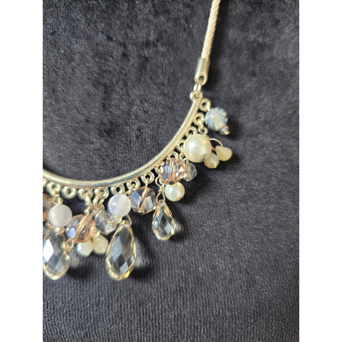 White House Black Market Gold Tone Champagne Crystal Teardrop Beaded Necklace