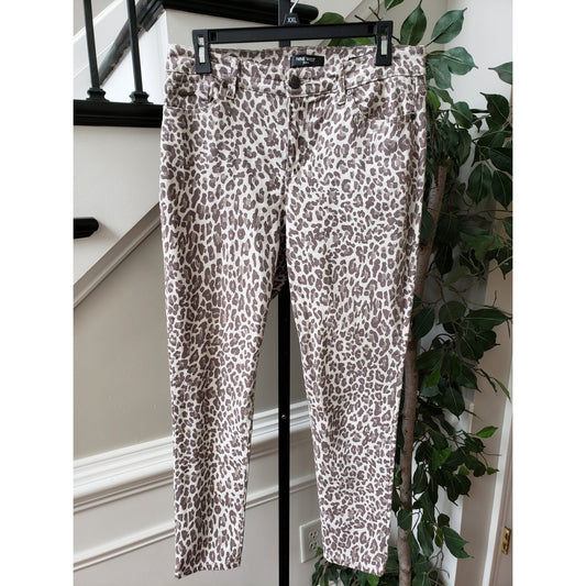 Nine West Jeans Womens Size 10 White Animal Print Cotton Gramercy Skinny Ankle