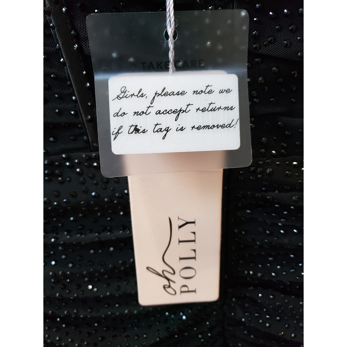 Oh Polly Mini Bodycon Dress Women's Size 4 Black Sheer Embellished Scoop Neck