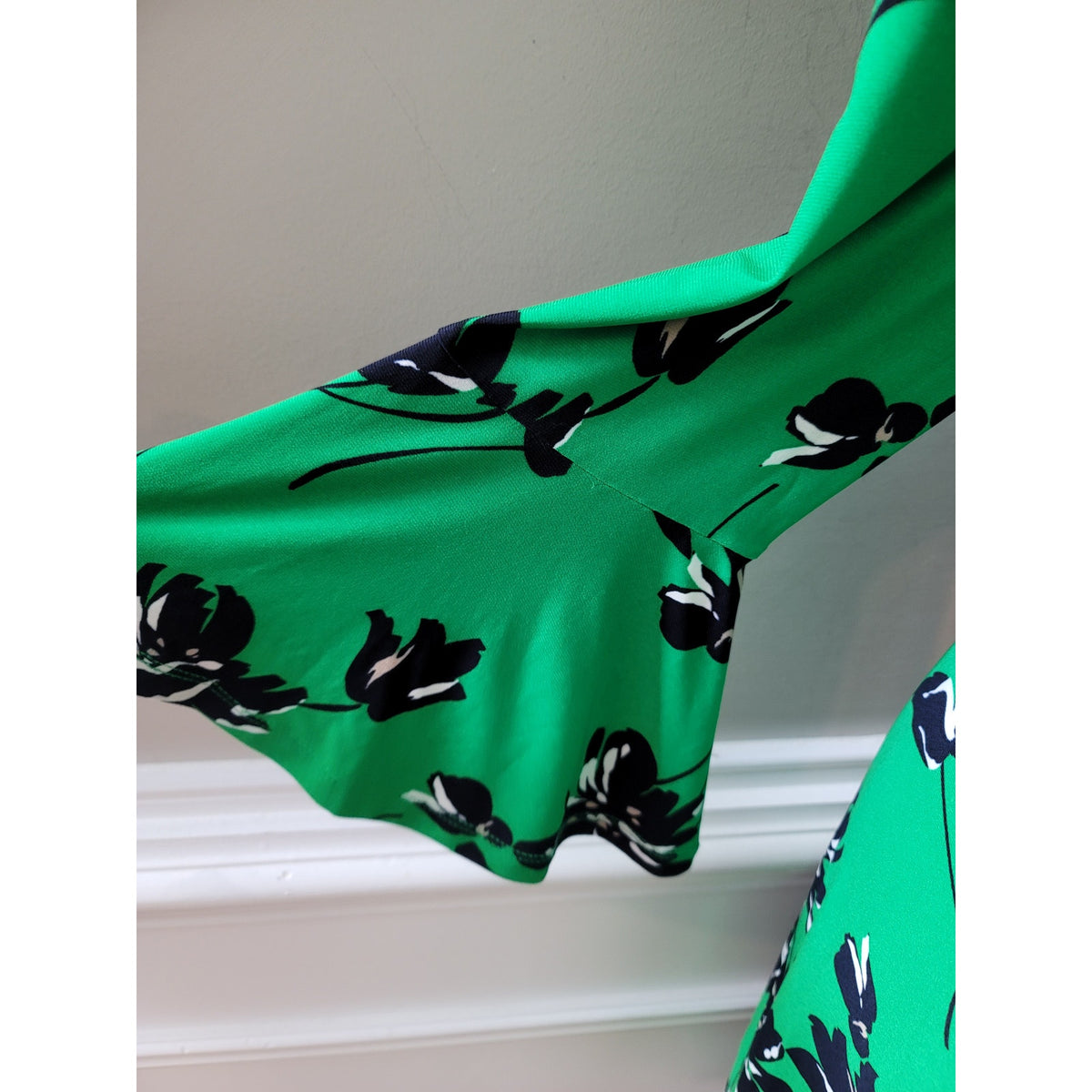 Tommy Hilfiger Dress Womens Small Green Floral Print 3/4 Sleeve Casual Chic