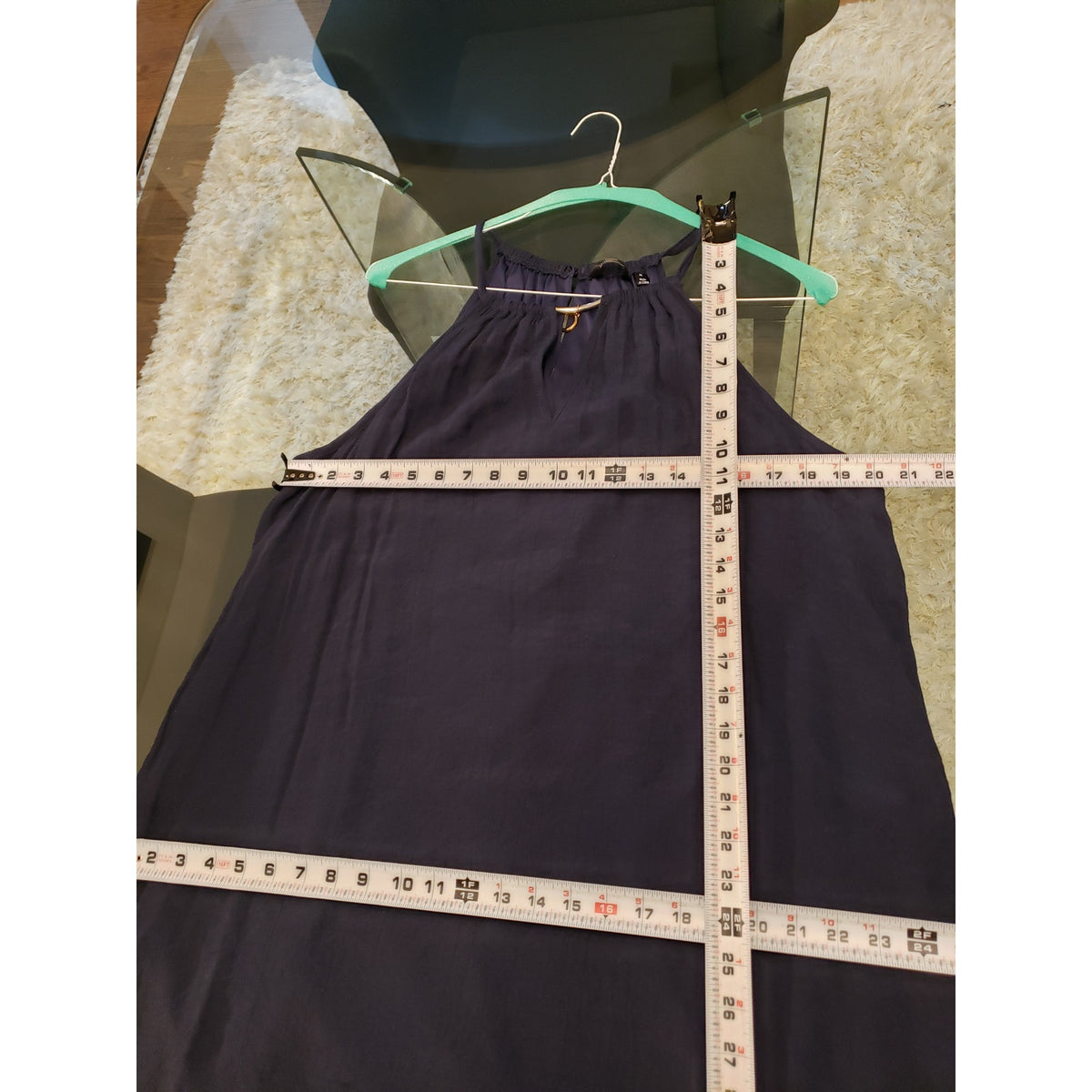 Mlle Gabrielle Maxi Dress Women's Size 2X Blue Rayon Keyhole Hi-Low Sleeveless