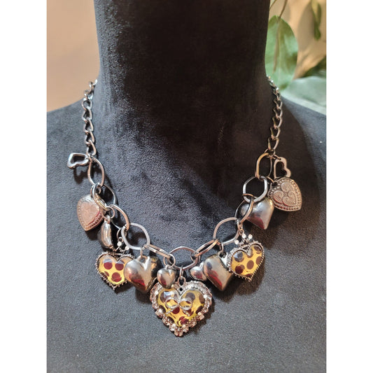 Womens Heart Charm Necklace And Earrings Set With Leopard Print And Lobster Lock