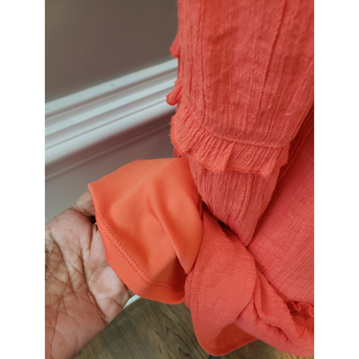 Harper 241 A-Line Dress Womens Small Coral Balloon Sleeve Frill Hem Lined