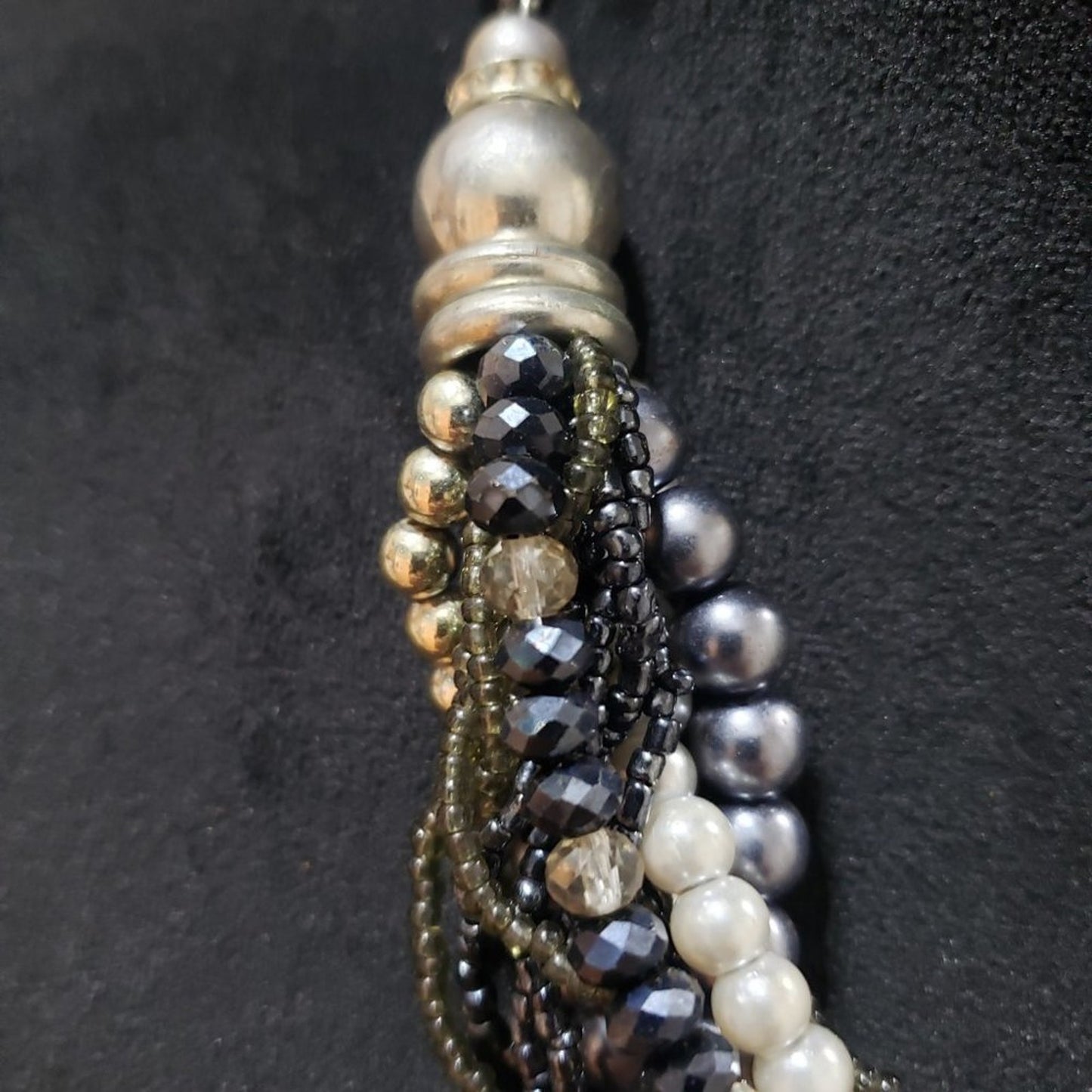 Women Fashion Bohemian Style Multi Strand Beaded Faux Pearl Necklace w/ Lobster