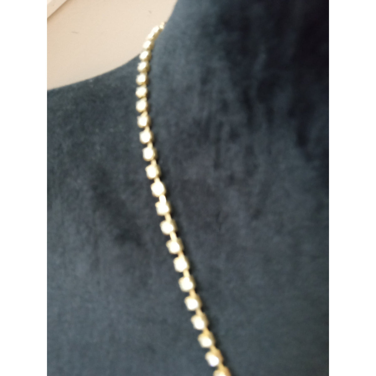 Vintage Gold Tone Rhinestone V-Shaped Statement Necklace Bridal Evening Glam