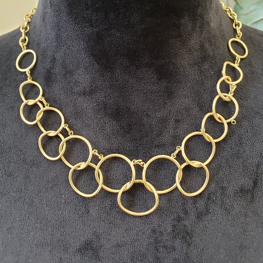 Womens Gold Tone Premier Designs Circle Brushed Oval Link Necklace with Lobster