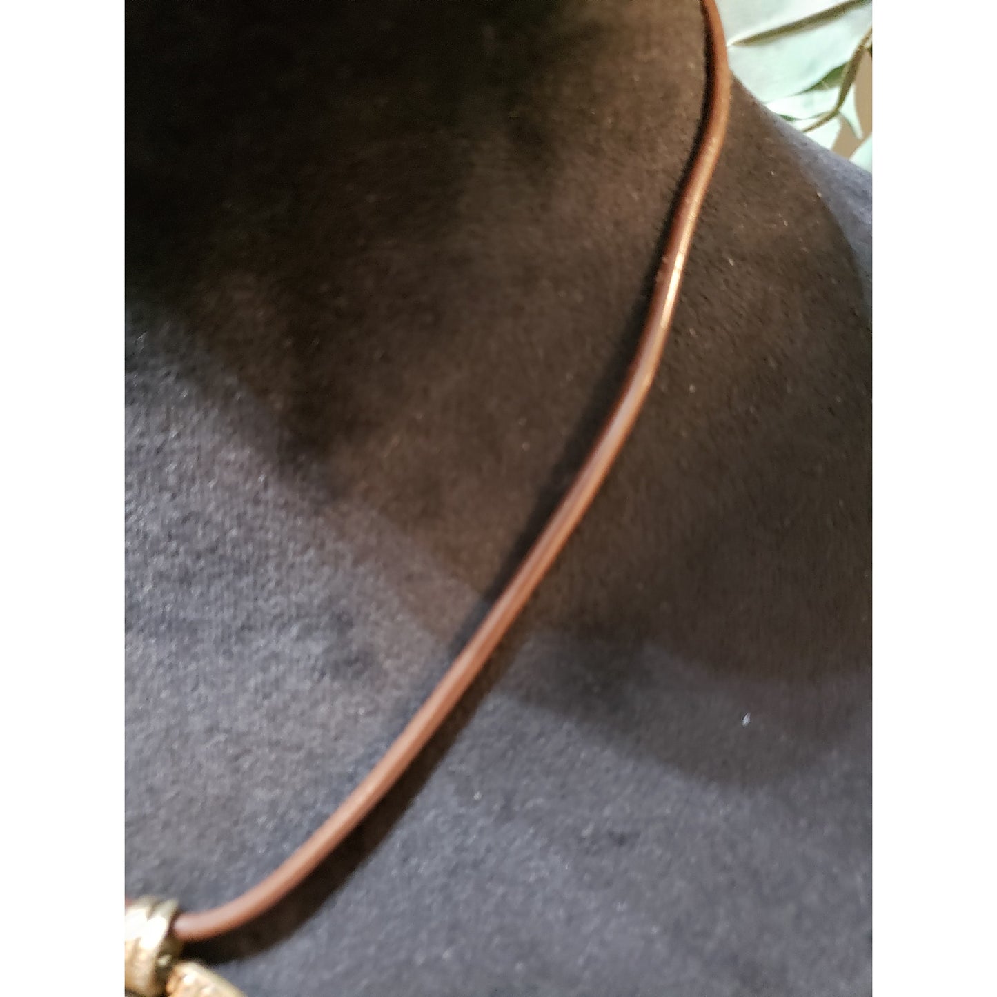 Womens Fashion Brown Corded Brass Tone Gilet Pendant Necklace with Lobster Clasp