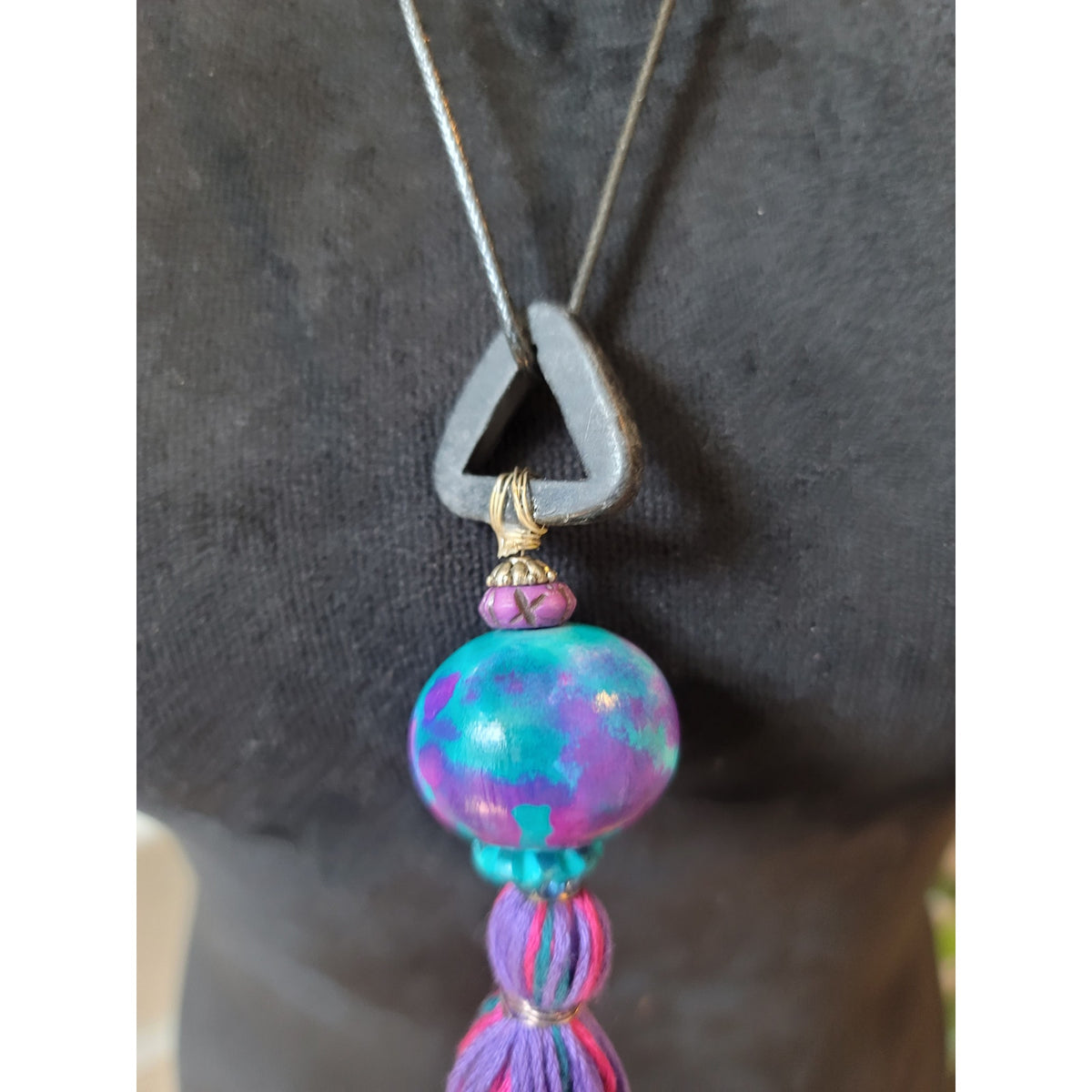 Women's Boho Long Pendant Necklace With Colorful Beads And Adjustable Cord Tie