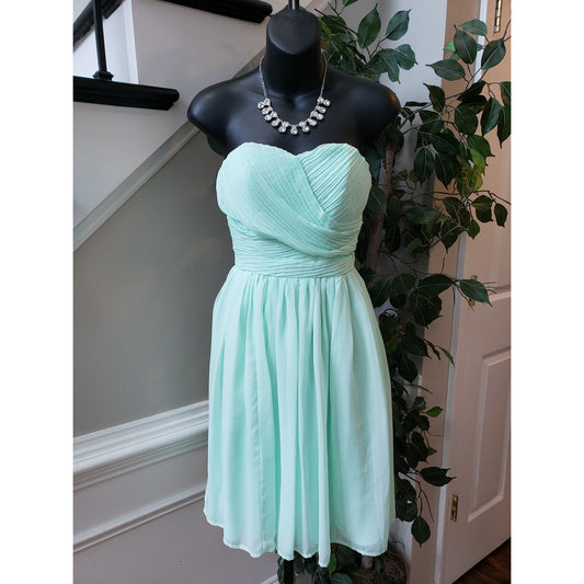 Tevolio Prom Bridesmaid Dress Women 4 Aqua Chiffon Strapless Sweetheart Back Zip