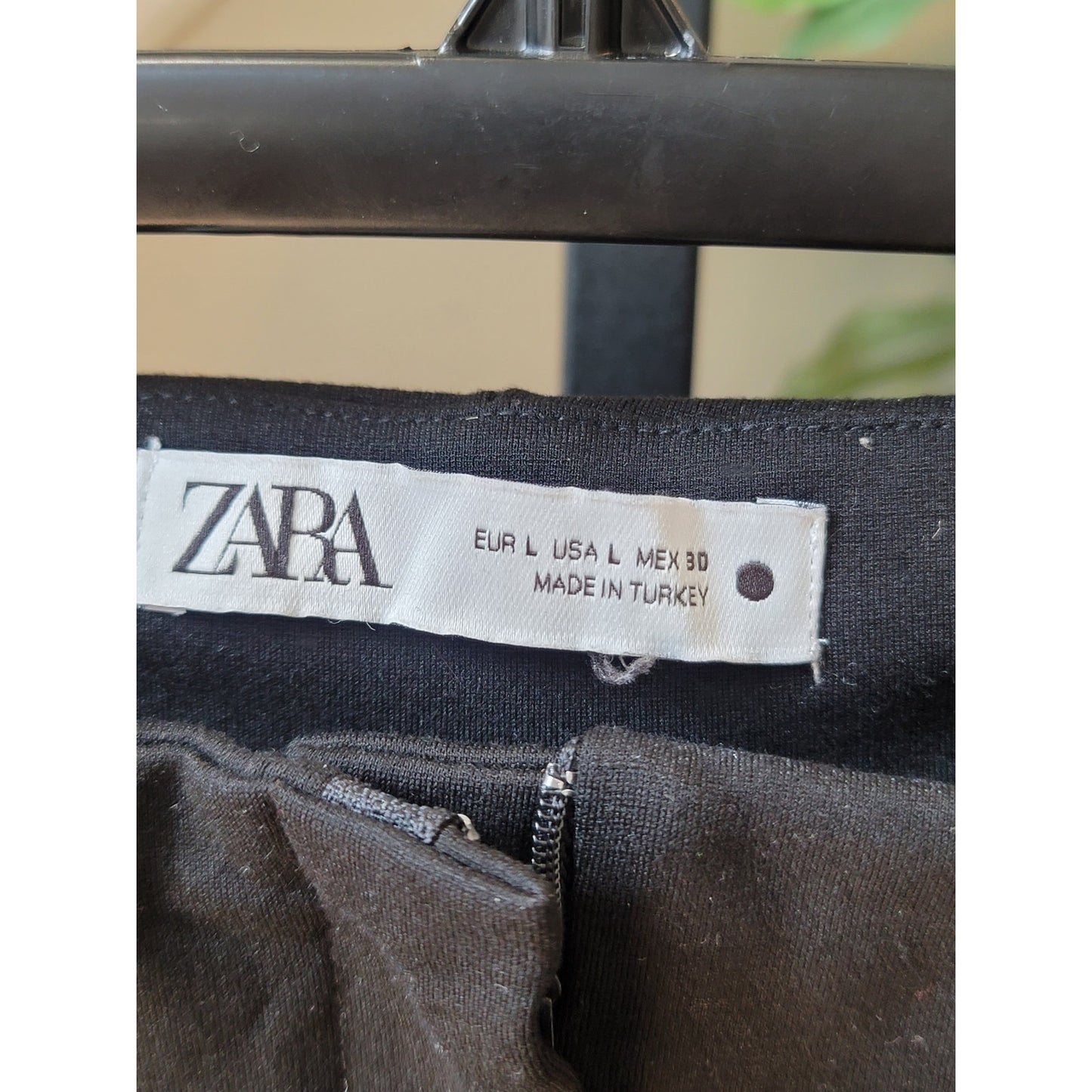 Zara Black Trousers Women's Size L Slim Fit Cotton Blend Work Office Pants