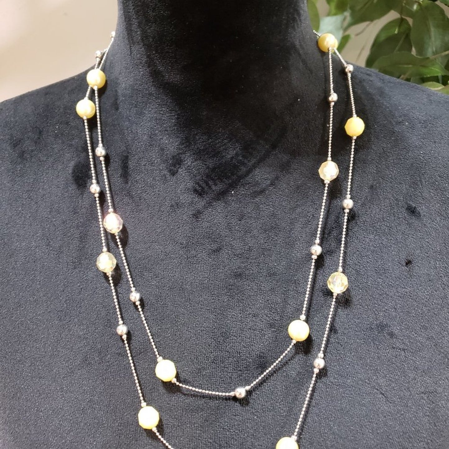 Womens Fashion Silver Bead Rhinestone Long Chain Adjustable Statement Necklace