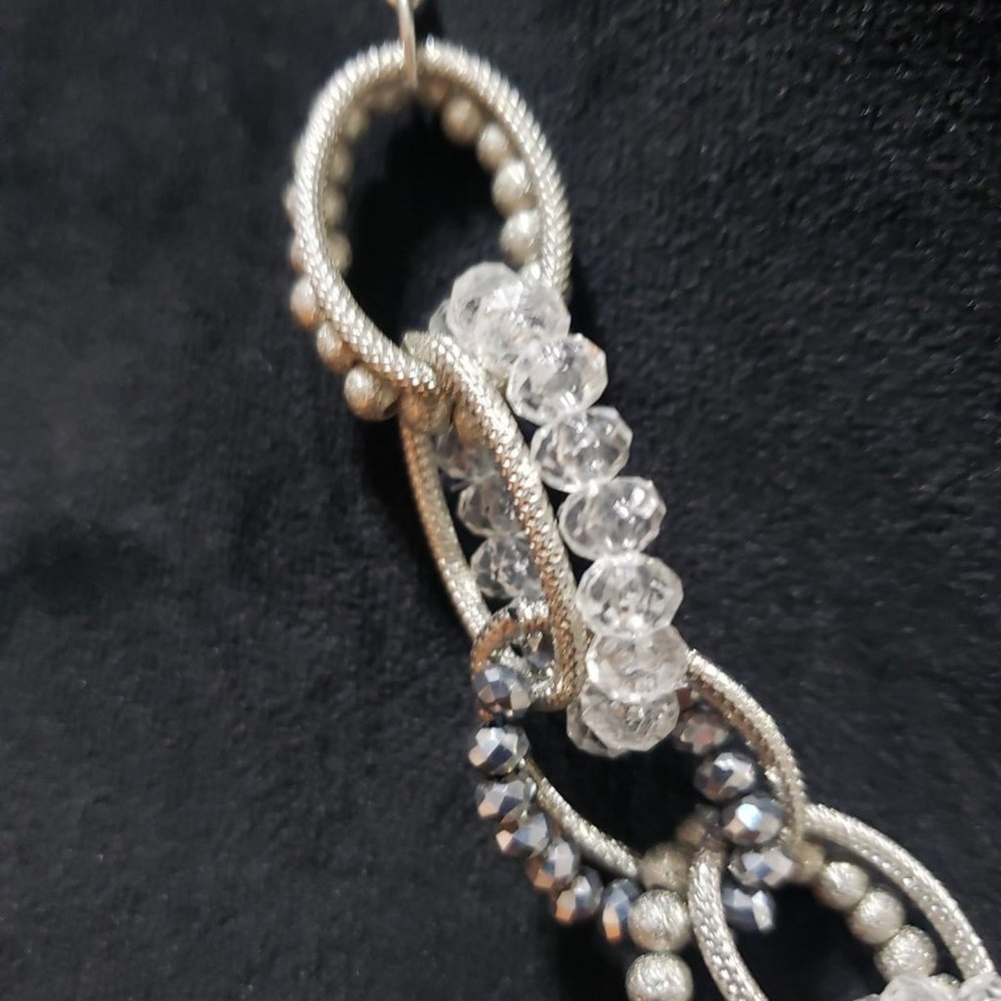 NY & Co Silver Tone Chain Necklace Link Fashion Beaded Statement w/Lobster Clasp