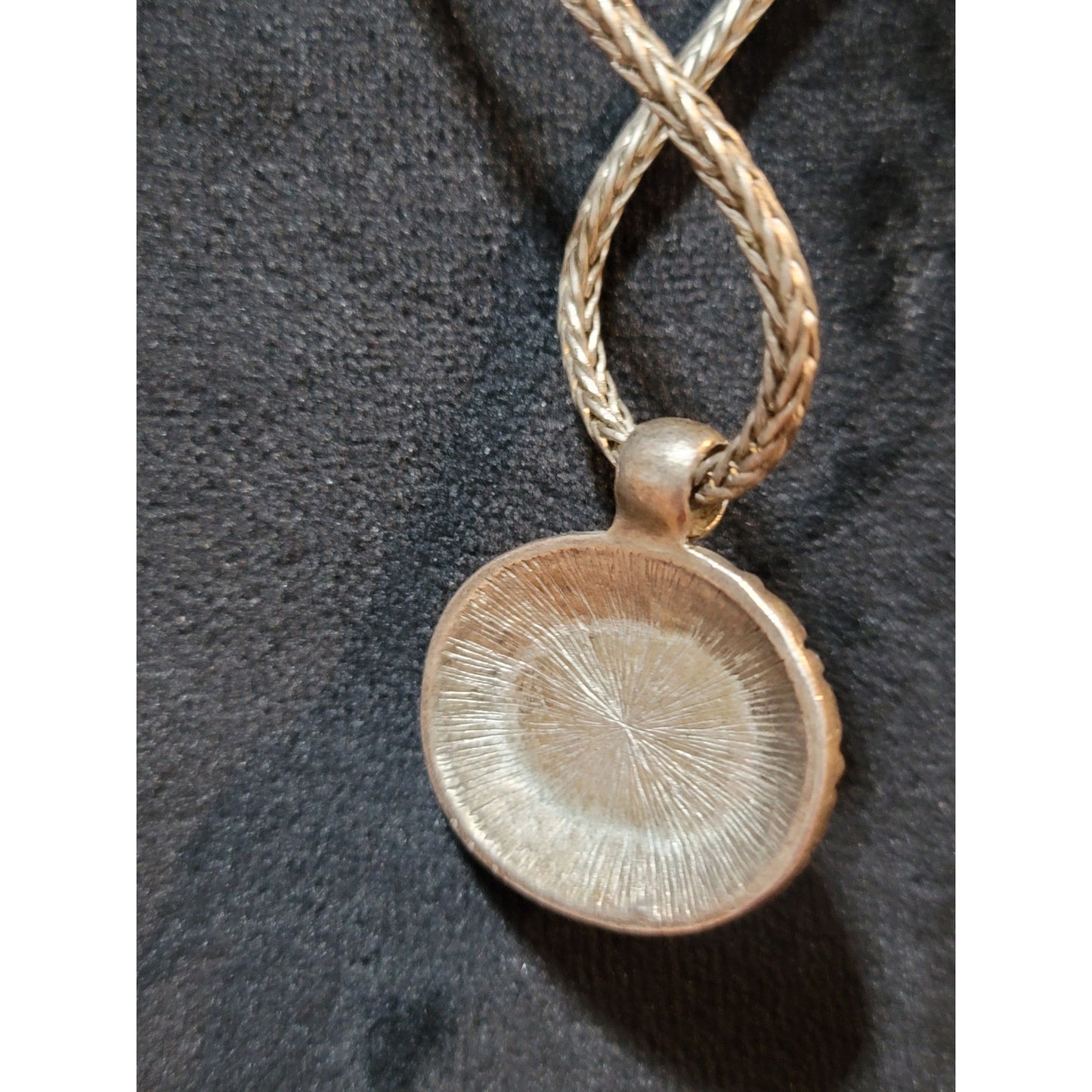 Women's Vintage Silver Woven Chain Necklace With Black Stone Pendant Lobster Clasp