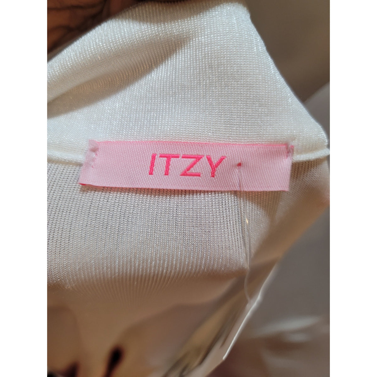 Itzy Cardigan Set Women's Large White/Pink Colorblock Open Front Drop Shoulder