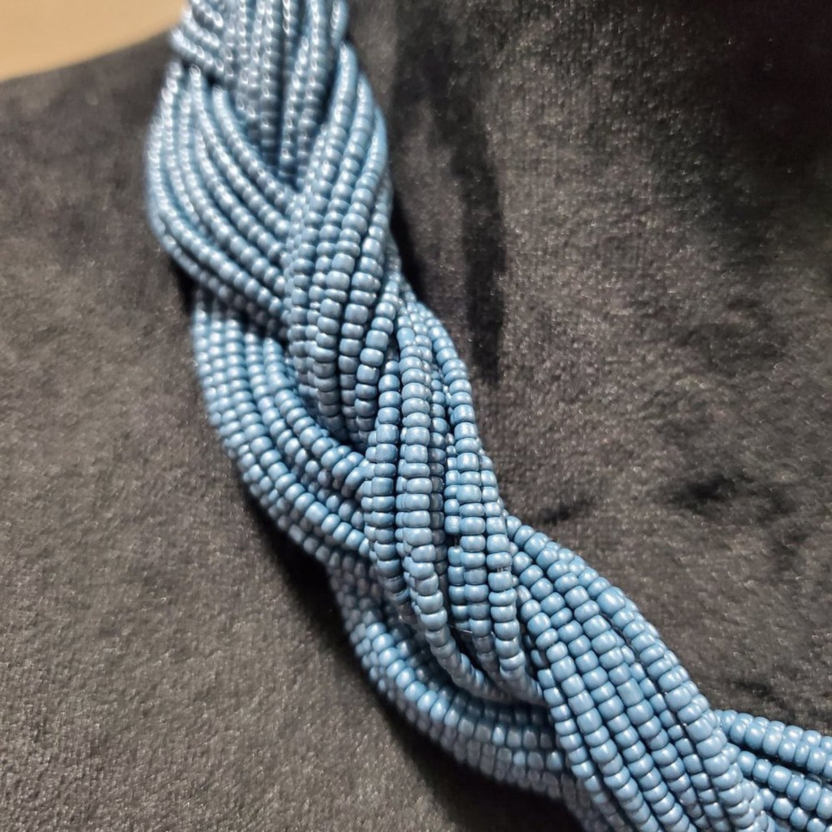 Womens Fashion Gray Seed Bead Braided Short Collar Necklace with Lobster Clasp
