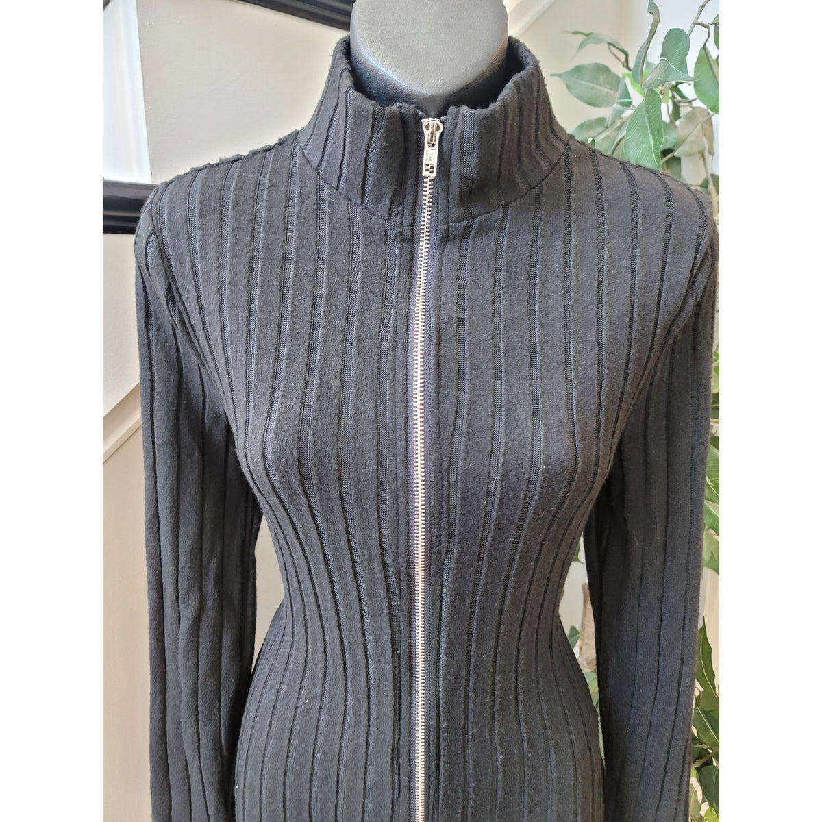 Shein Ribbed Zipper Jumpsuit Women’s Size 6 Black Turtleneck Long Sleeves