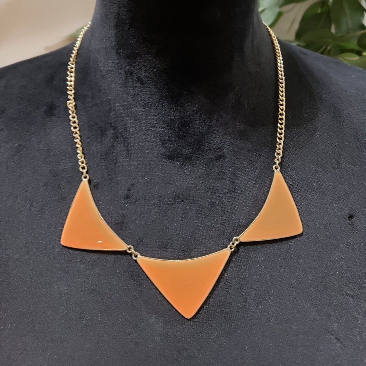 Womens Fashion Gold Tone Yellow Enamel Triangle Statement Necklace with Lobster