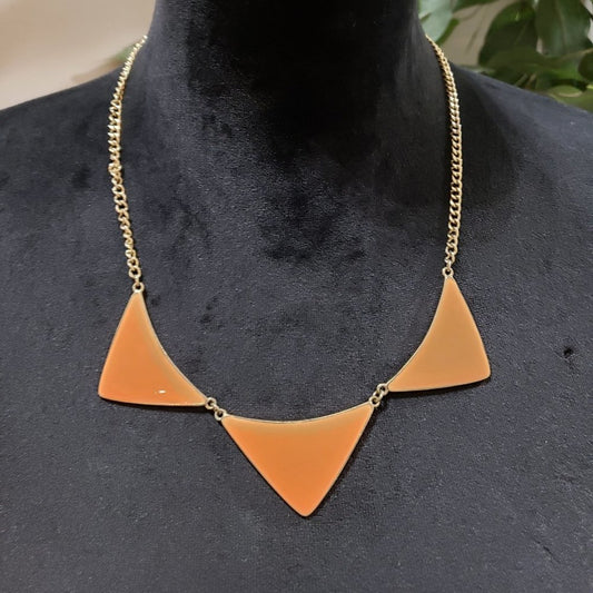 Womens Fashion Gold Tone Yellow Enamel Triangle Statement Necklace with Lobster