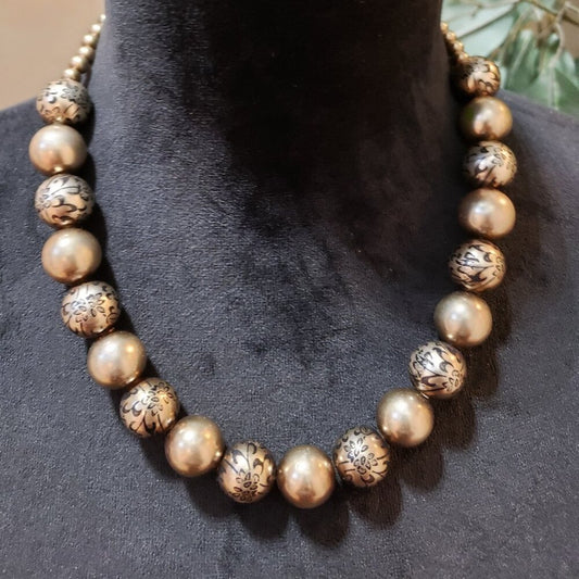 Vintage Womens Fashion Napier Golden Ball Runway Necklace Jewelry with Lobster