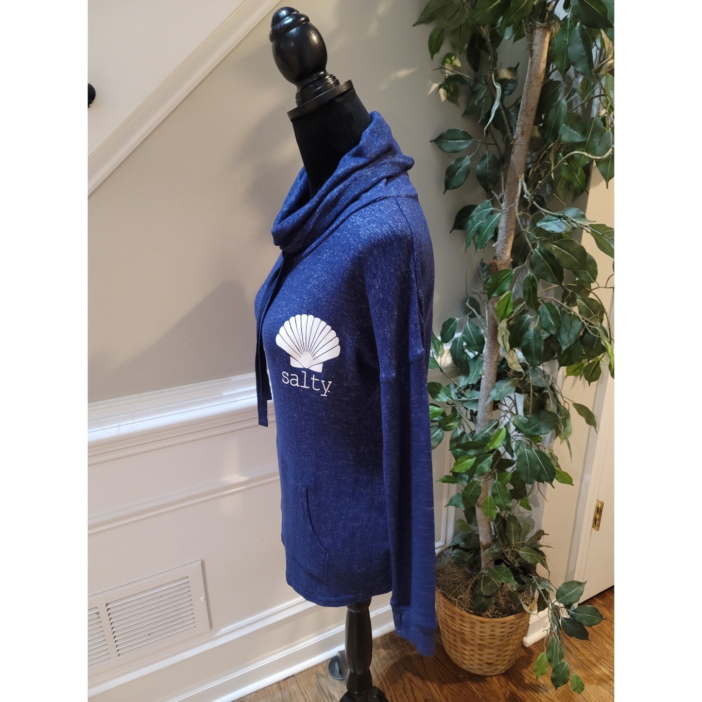 Boxercraft Pullover Hoodie Women XS Blue Long Sleeve Cowl Neck Pocket Lounge