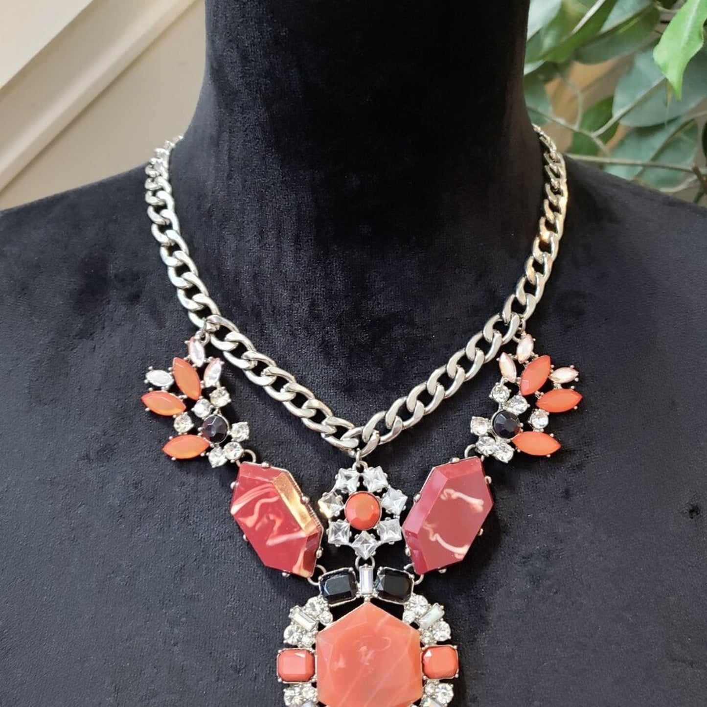 Womens Multicolor Beaded Silver Tone Chain Necklace Jewelry with Lobster Clasp