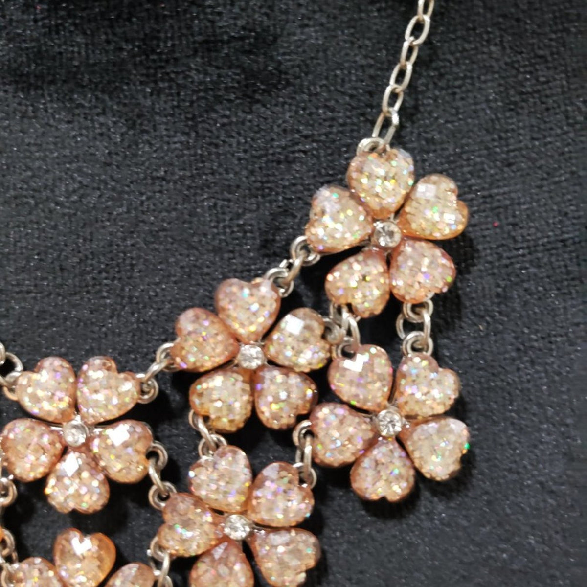 Chicos Womens Fashion Rhinestone Floral Statement Bib Necklace w/ Lobster Clasp
