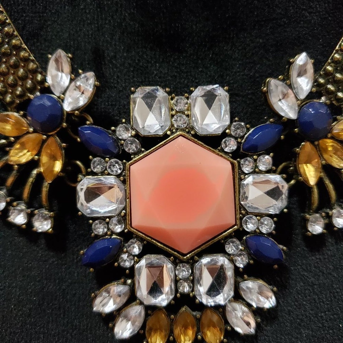Womens Fashion Rhinestone Marquise Gold Tone Pendant Necklace with Lobster Clasp
