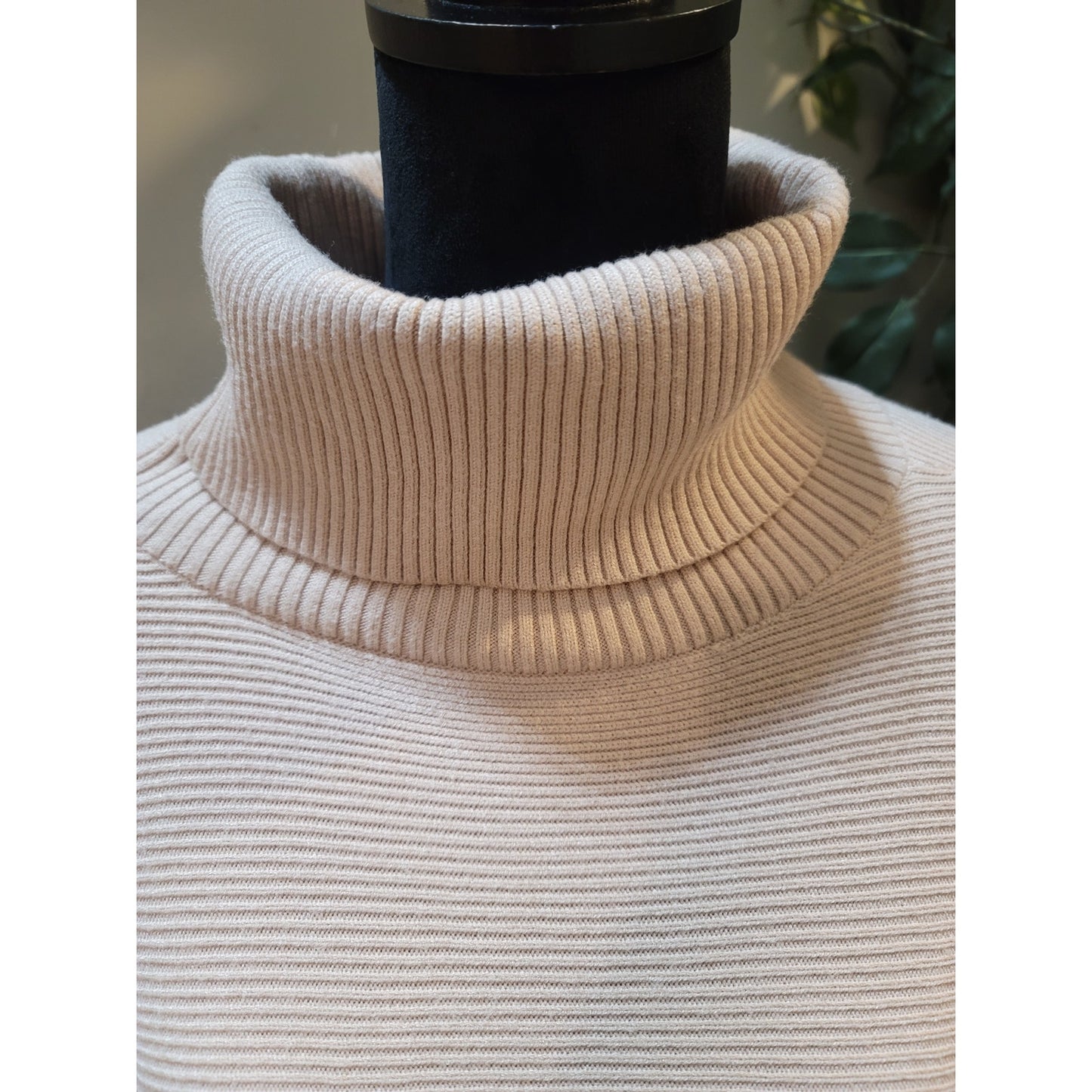 Lilly Scott Sweater Women's Medium Beige Long Sleeve Turtleneck Knit Tunic