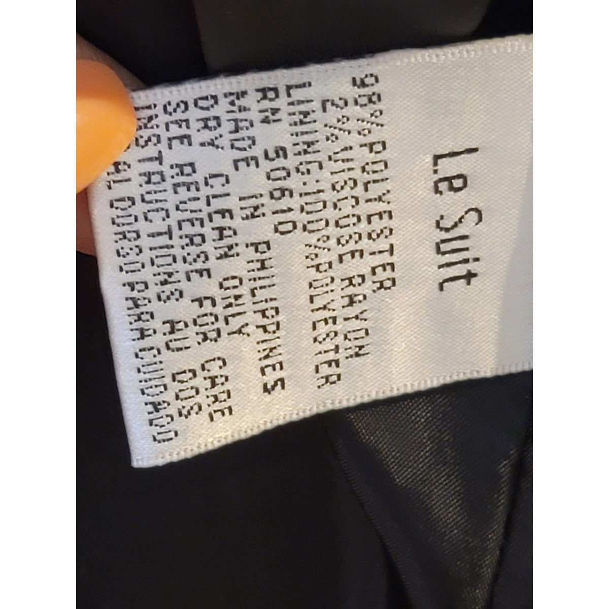 Le Suit Pant Suit Women SZ 12 Black Micro-Plaid Single Button Blazer Fully Lined