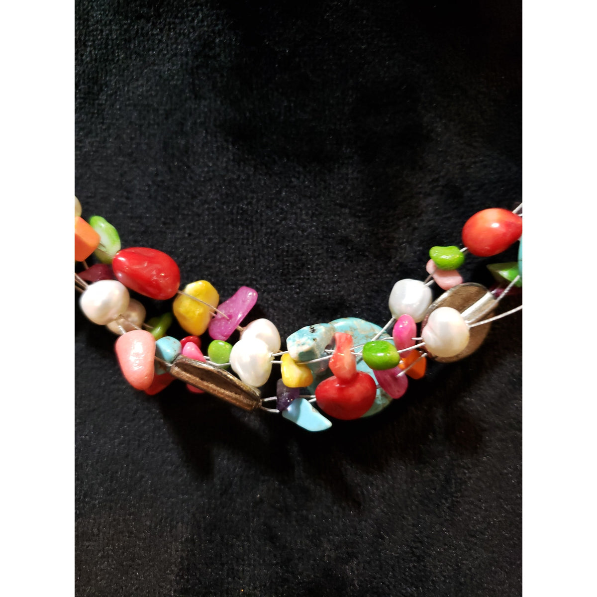 Womens Fashion Layered Multi-Stone Beaded Necklace Jewelry with Lobster Clasp