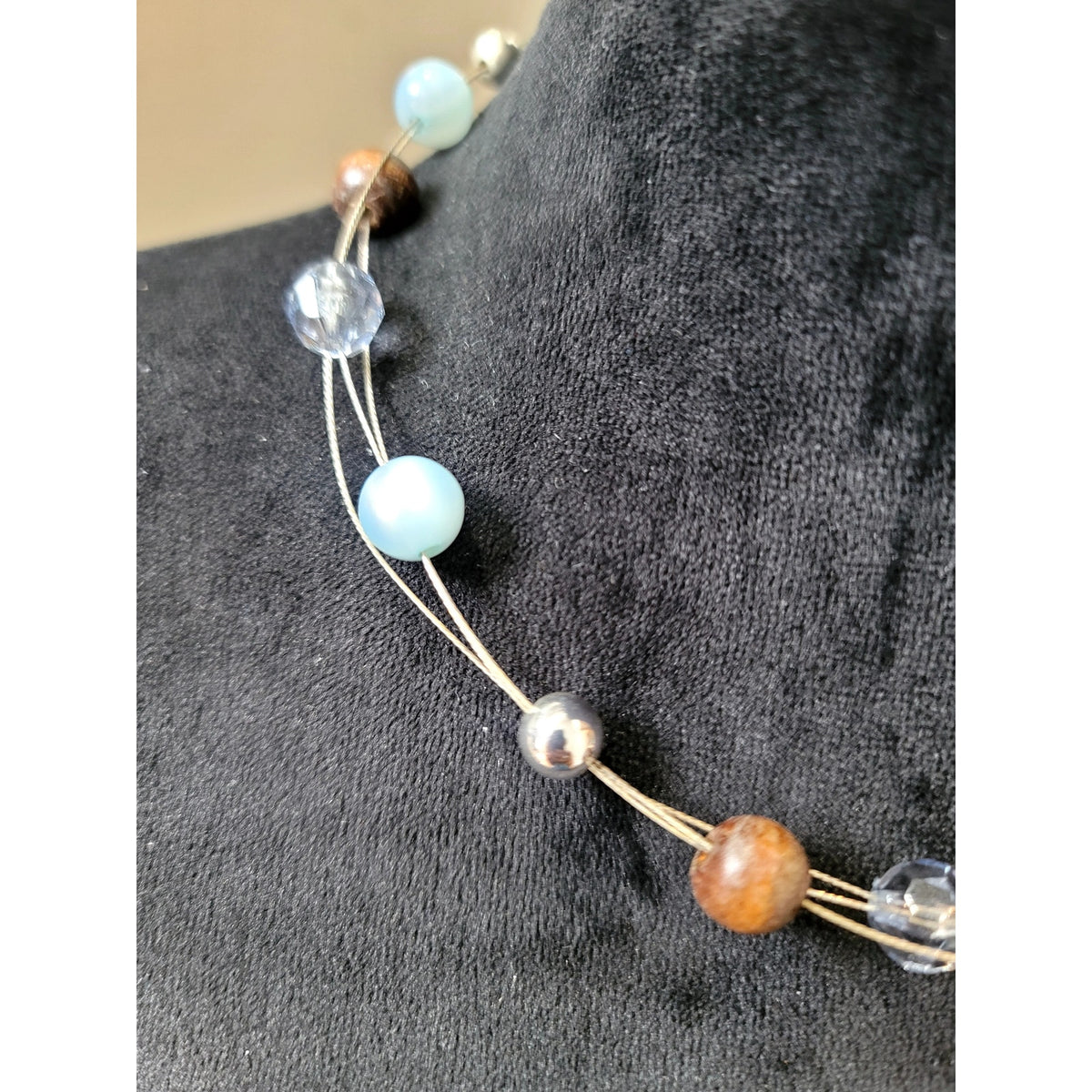 Pastel Multicolor Beaded Wire Necklace Delicate Boho Statement