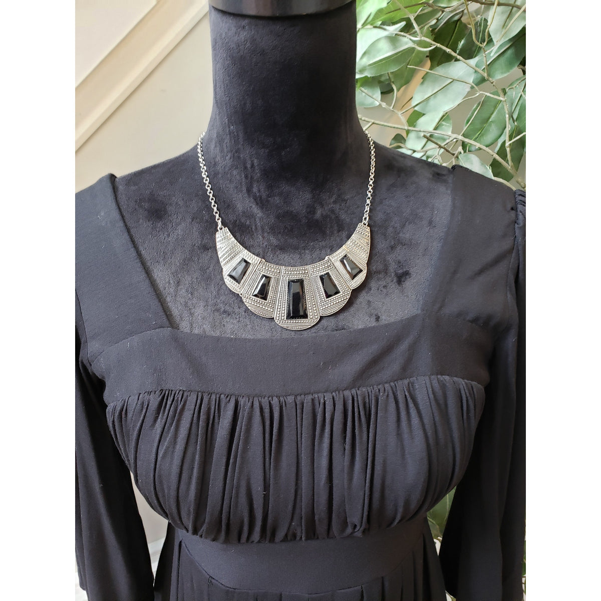 Rubber Ducky Fit & Flare Dress Womens Medium Black Empire Waist Pleated Stretch