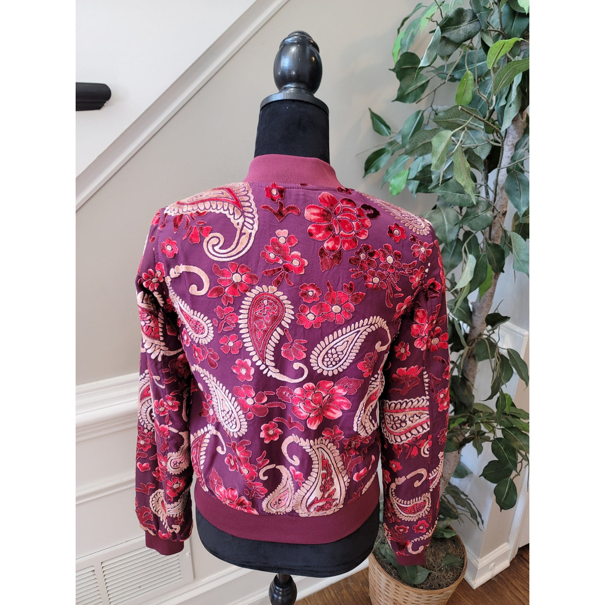 Kas Bomber Jacket Women's Size XS Multicolor Paisley Long Sleeve Full Zipper