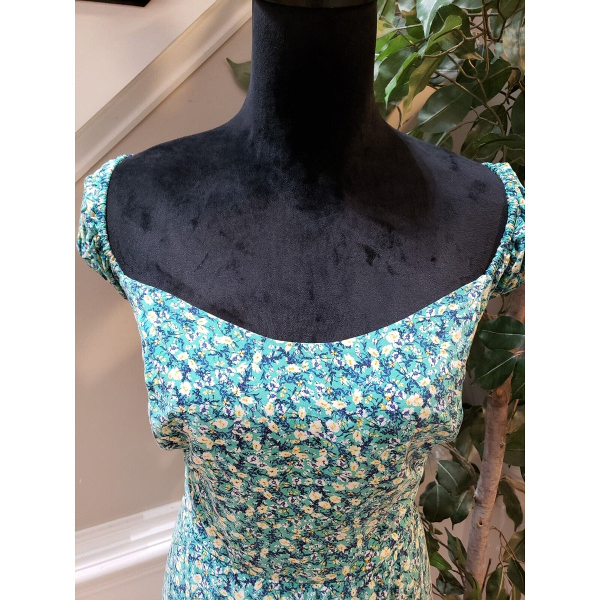 Old Navy Womens Green Floral Backless Smocked Sweetheart Knee Length Dress 3X