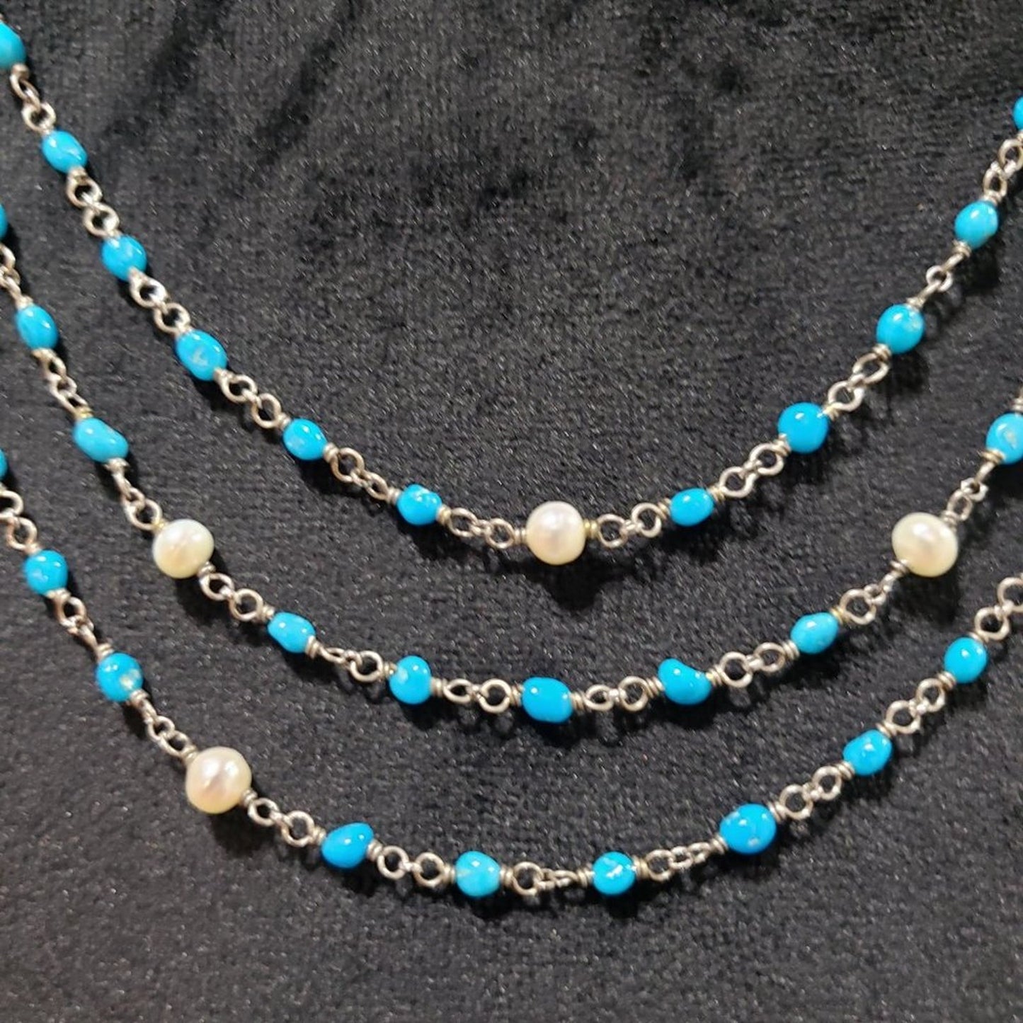 Silver Necklace Delicate Beaded Silver Necklace Pearl Silver Necklace
