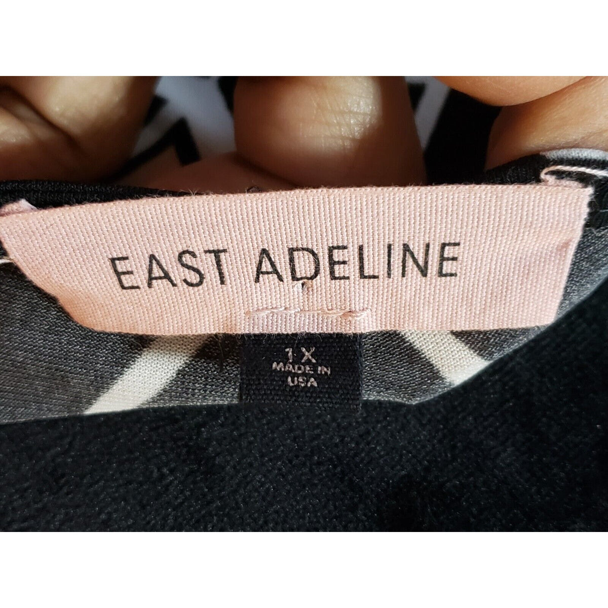 East Adeline Womens Black White Polyester V-Neck 3/4 Sleeve Knee Length Dress 1X