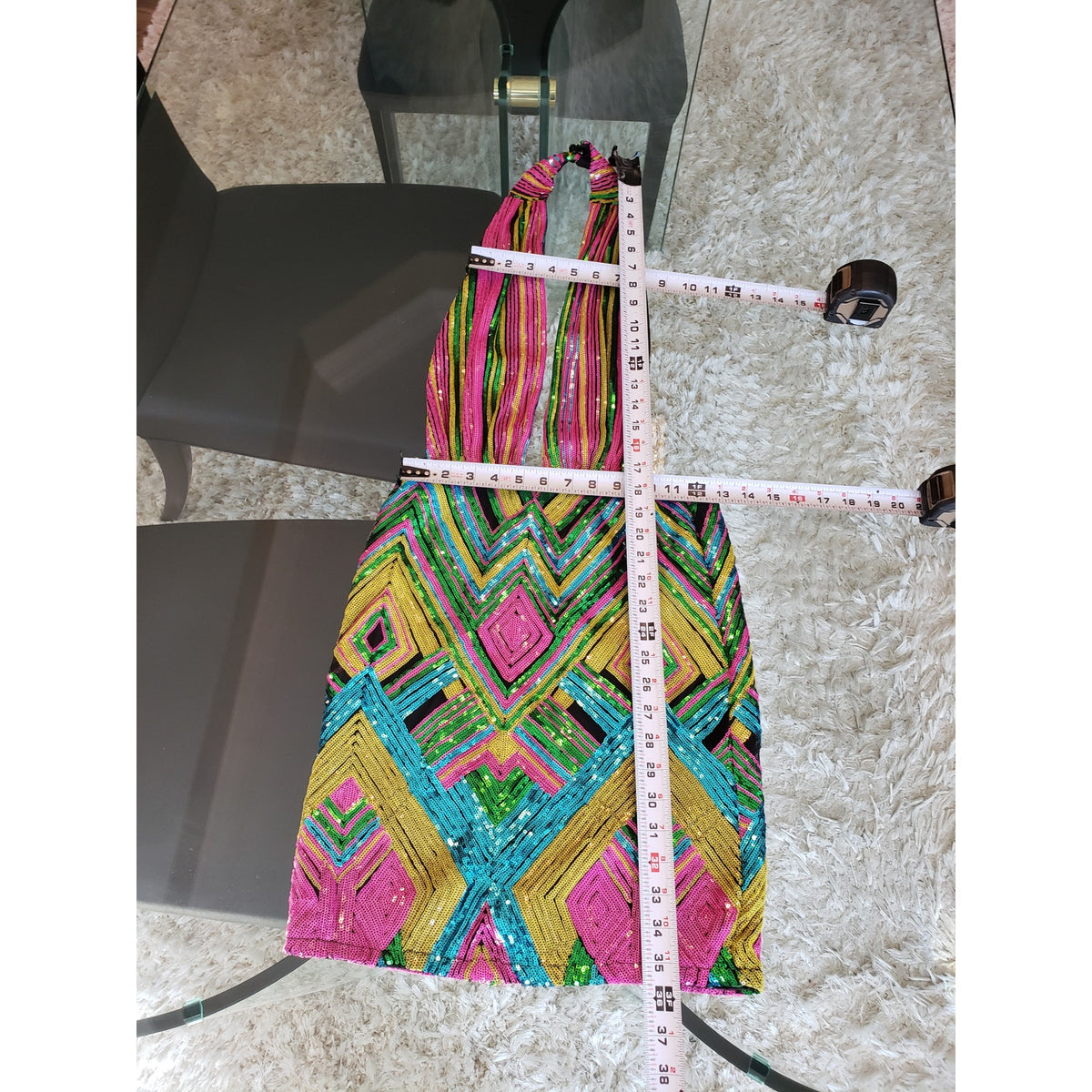 Fashion Nova Mini Dress Womens Medium Multi All Types Sequin Detailed Sleeveless