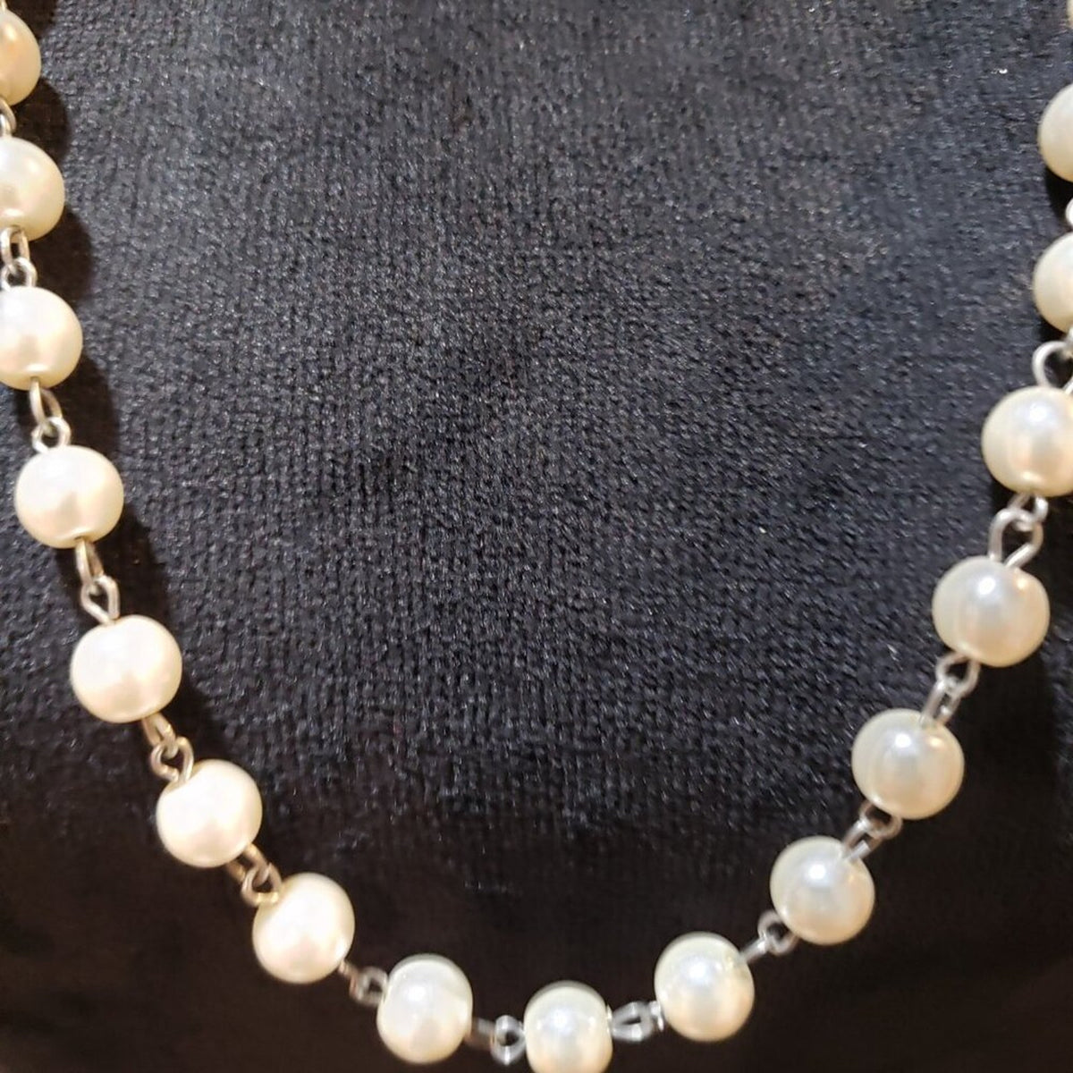 Womens Fashion Ivory Pearl Link Beaded Necklace Jewelry with Lobster Clasp